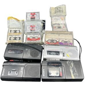 🎧 Vintage Sony Panasonic Cassette Recorders + Microcassette Tapes Lot 90s Retro